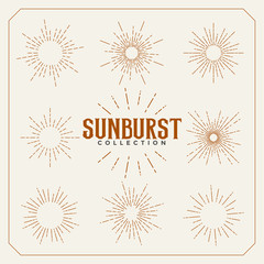 set of sun burst vintage lines design