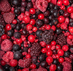 Assortment of frozen red fruits