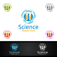 Science and Research Lab Logo for Microbiology, Biotechnology, Chemistry, or Education Design Concept