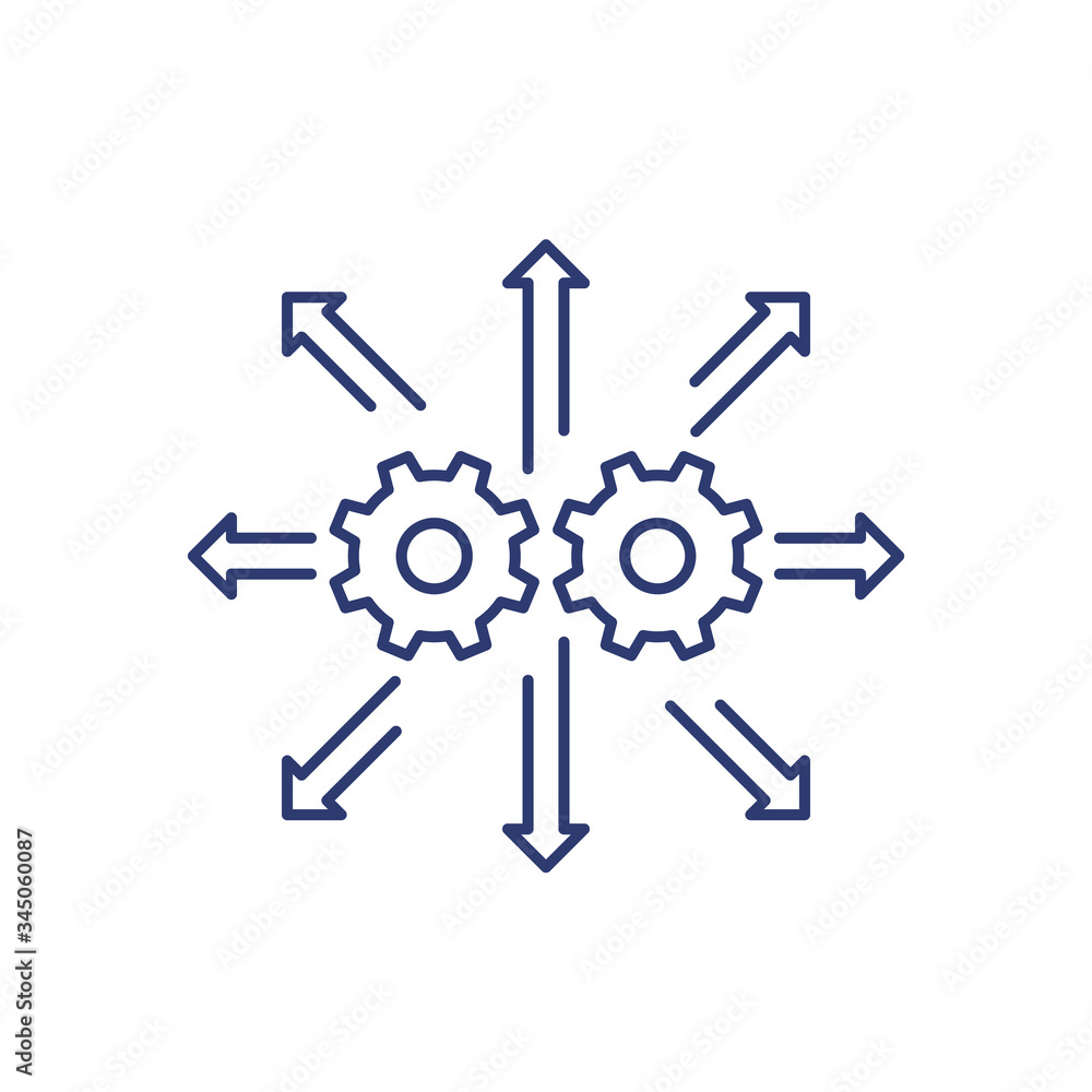Poster automation and integration line icon on white