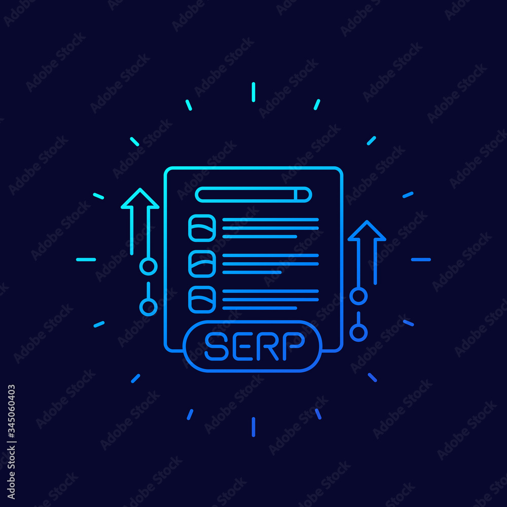 Poster serp and seo optimization line vector icon