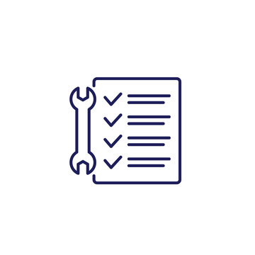 Service List Line Icon With Checklist