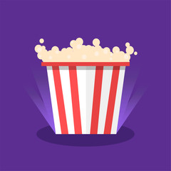 illustration of food popcorn when watching a movie. luminous mascot