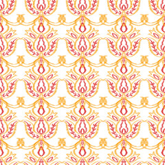 Orange Ornament Mexican Vector Seamless Pattern. 