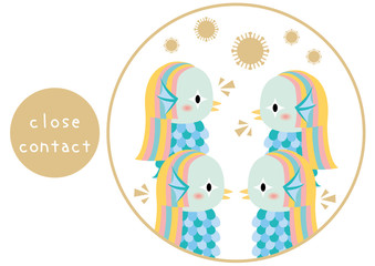 アマビエ　3つの密　密接場面