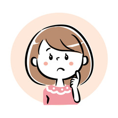 疑問, 考える　女性