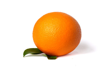 Orange fruit healthy food, orange  and leaves isolated on white background,The peel is yellow-orange, sweet and sour fruit.
