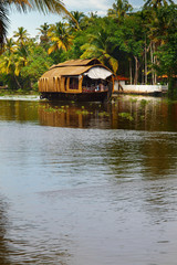 houseboat in the backwater at allepey, in the kerala-India 