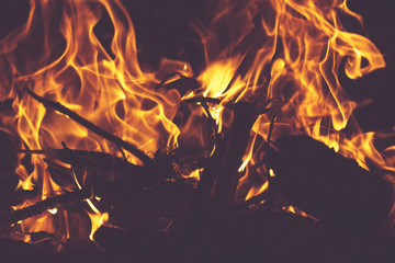 Hot fiery hot red coals in the home hearth
