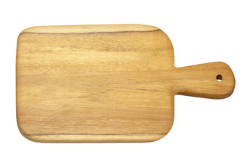 handmade wood cutting board isolated on white