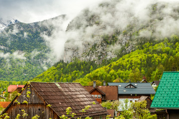Austria, Obertraun, Low rain clouds in the Alps.