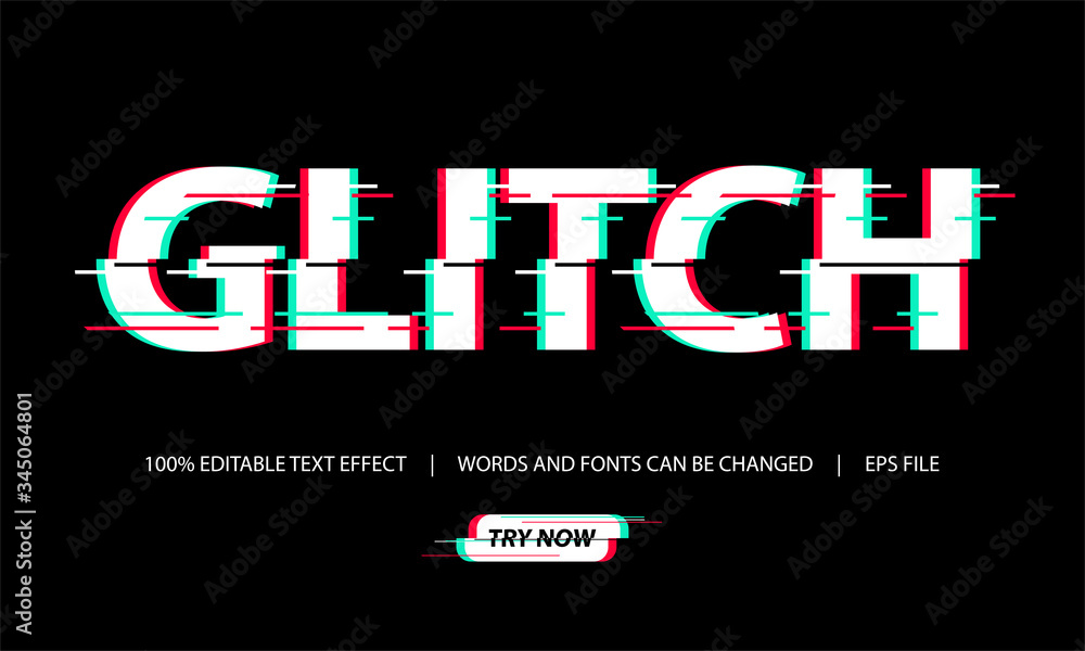 Wall mural glitch text effect with editable font