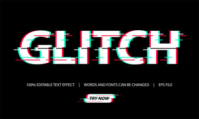 Glitch Text Effect with editable font - obrazy, fototapety, plakaty
