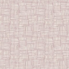 Hand Drawn Cream Basket Weave Vector Seamless Pattern on Beige Tone Background. Farmhouse Tribal Spun Textile. Organic Abstract Linen Print. Rustic Craft Design for Textiles, Fashion and Home Decor.