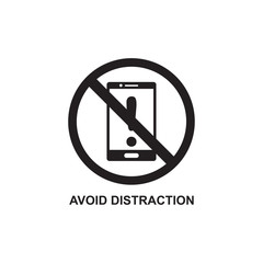 AVOID DISTRACTION ICON , DANGEROUS MOBILE ICON