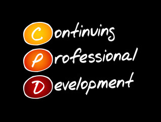 CPD - Continuing Professional Development acronym, business concept background