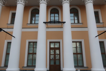 Obraz premium large dark windows of a light building