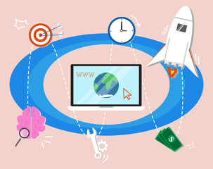 Business process concept,Techonology for business vector illustration