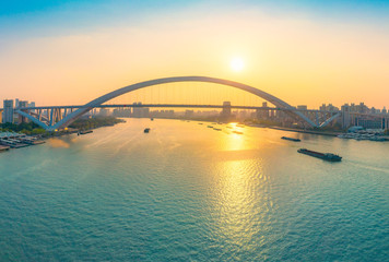 Fototapeta na wymiar Lupu Bridge, Huangpu River, Shanghai, China