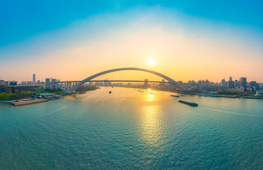 Fototapeta na wymiar Lupu Bridge, Huangpu River, Shanghai, China