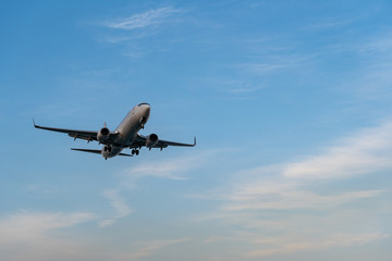着陸まじかの航空機