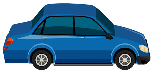 One blue car on white background