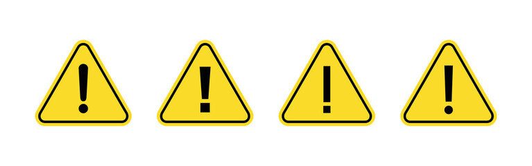 Exclamation danger sign vector icon set. attention sign icon. Hazard warning attention sign. icon alert. Risk