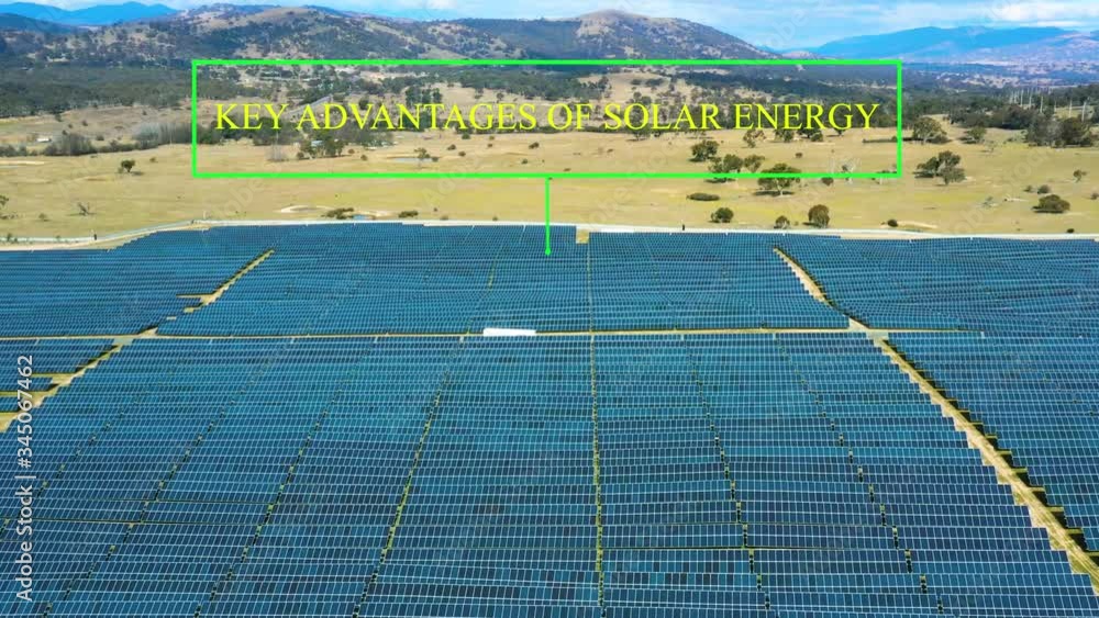 Wall mural aerial view sequence comprising of five shots and angles of a large solar farm for renewable energy 