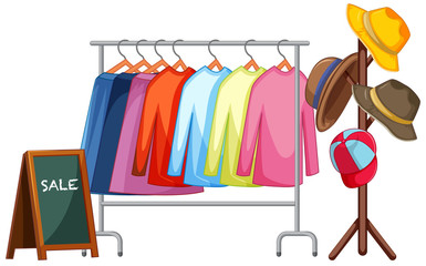 A clothes rack on white background