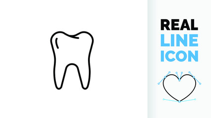 Editable line icon of a tooth, part of a huge set of editable line icons!