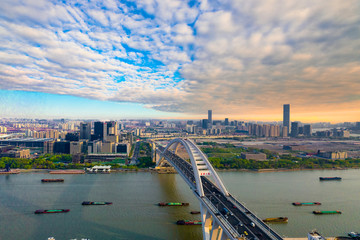 Naklejka premium Lupu Bridge, Huangpu River, Shanghai, China