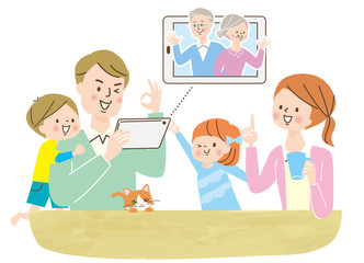 人物 家族団らん 仲良し 笑顔 家遊び ステイホーム Wall Mural とーふねこ