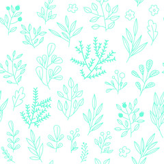 Texture with flowers and plants. Floral ornament. Original flowers pattern.