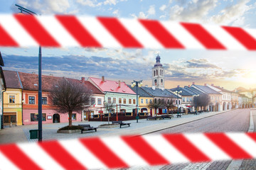 Kutna Hora old town with warning tape. Closed historical european sightseeing, Czech republic