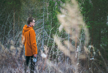 young man in the forest