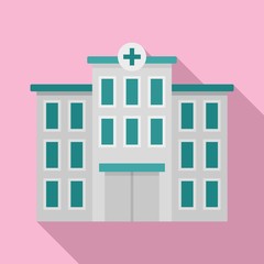 Hospital building icon. Flat illustration of hospital building vector icon for web design