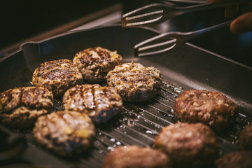 Homemade meatballs with pork minced meat . Homemade BBQ 