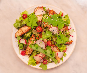 Grilled chicken and fresh vegetable salad
