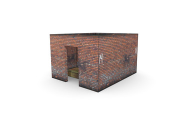 Old booth 3D rendering on a white background. Isolate with 3D models