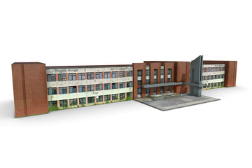Obraz premium 3D Render of an office building on a white background. Model isolate