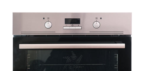 Fototapeta premium closeup of oven dashboard with grey buttons
