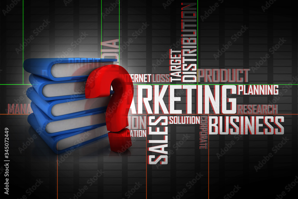 Poster 3d rendering books with question mark symbol