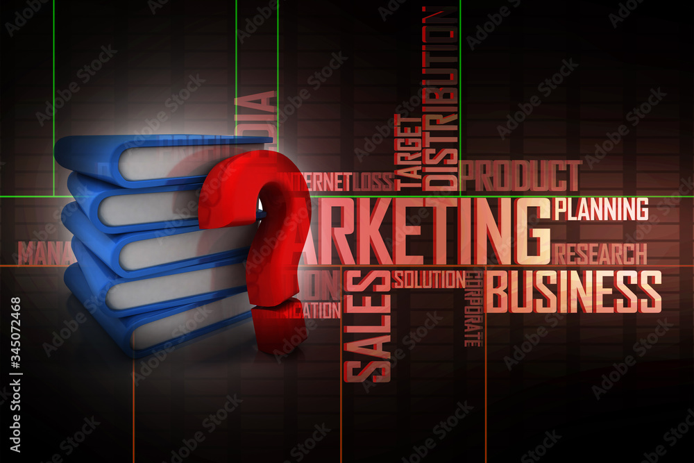 Poster 3d rendering books with question mark symbol