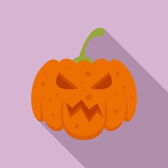 Face pumpkin icon. Flat illustration of face pumpkin vector icon for web design