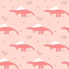 Seamless pattern with dinosaurs. Cartoon characters. Print for children books.