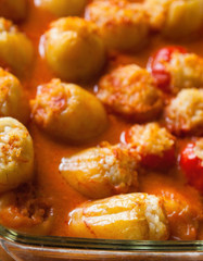 Bell peppers (capsicum) stuffed with rice