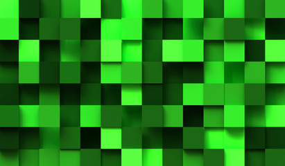 green cubes at different levels as background and texture