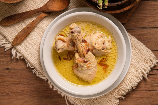 Traditional food served on wooden table