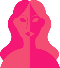 A girl with long hair. Pink shade, two colors. Icon for the salon.