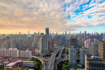 Fototapeta na wymiar Urban Viaduct of Lupu Bridge section, Shanghai, China